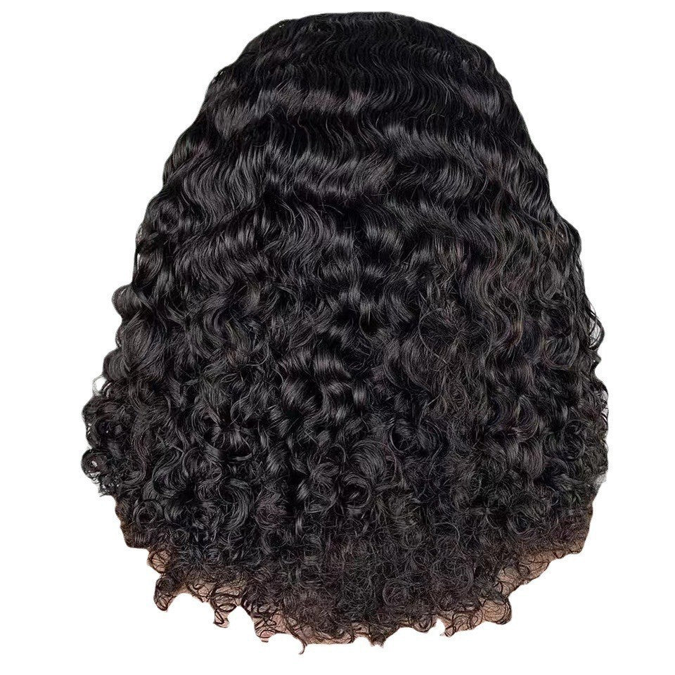 African Curly Short Hair European and American Fashion Black Synthetic Hair Women's Hairpiece Middle Part Wig Full Head Wig